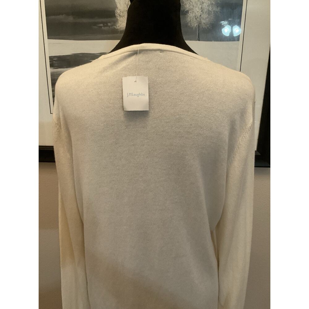 J McLaughlin Cashmere Blend Sweater Ivory Scalloped Hem Size Large New With Tags - Picture 7 of 8